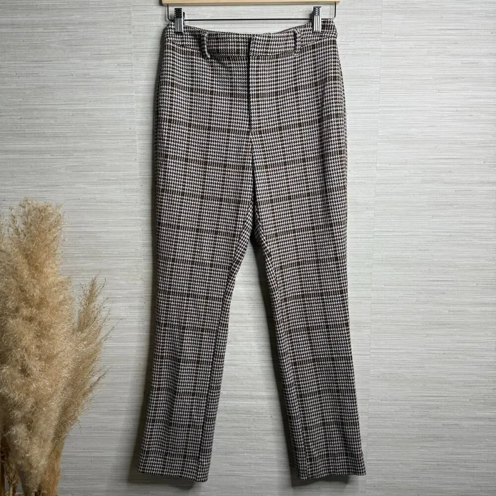 Free People plaid pants trousers slim cropped 6